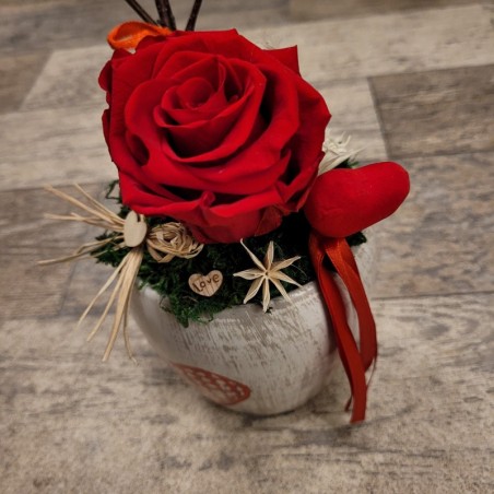 Florarie Cluj Armonia florilor Trandafir criogenat in vas ceramic cu decoratiuni