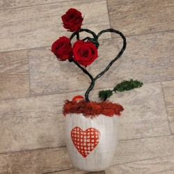 Florarie Cluj Armonia florilor Aranjament 3 minirose rosii criogenate in vas ceramic